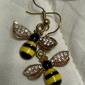 Gold and Black Bee Earrings